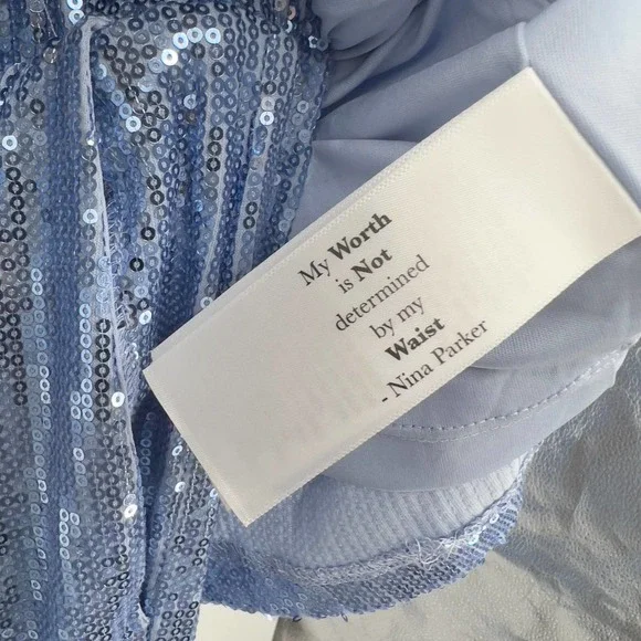 Nina Parker Light Blue Full Sequin Jogger Pant Top Matching Set Plus Size 1x - Picture 5 of 11